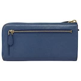 Prada-PRADA Long Wallet Leather Blue Auth 104466-Blue