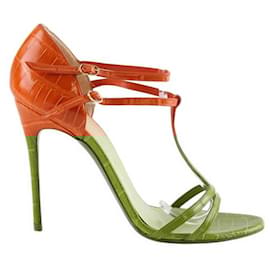 Christian Louboutin-Talons en cuir-Orange