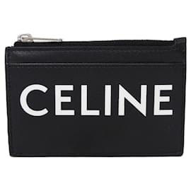 Céline-Celine Black Leather Coin Purse-Black
