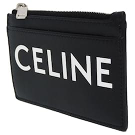 Céline-Celine Black Leather Coin Purse-Black