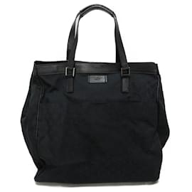Gucci-Bolsa tote em canvas GG preta Gucci-Preto,Metálico