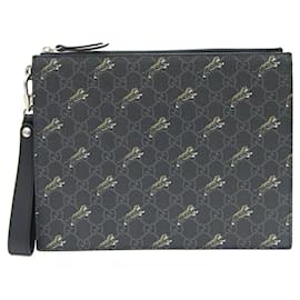 Gucci-Gucci Clutch Bag GG Supreme Tiger Print-Black