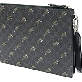 Gucci-Gucci Clutch Bag GG Supreme Tiger Print-Black