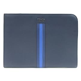 Prada-Prada Navy Leather Clutch Bag-Navy blue