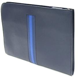 Prada-Prada Navy Leather Clutch Bag-Navy blue