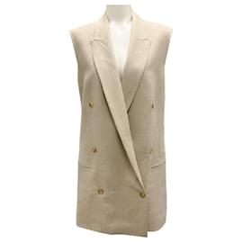 Michael Kors-Michael Kors Hemp Spring 2011 Double Breasted Linen Vest-Beige