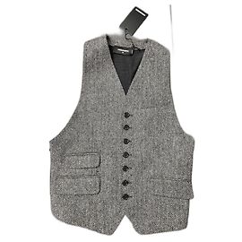 Dsquared2 Weste aus Wolle grau Fischgrätmuster Grau