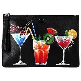 Clutch Cocktail Print Dolce & Gabbana em couro preto Multicor