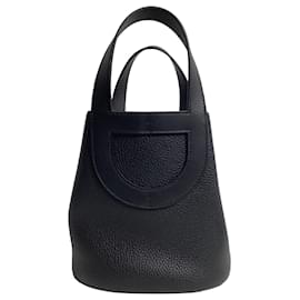 Hermès-Hermès In-the-Loop 18 Bag in Black Calfskin Leather-Blue,Light blue