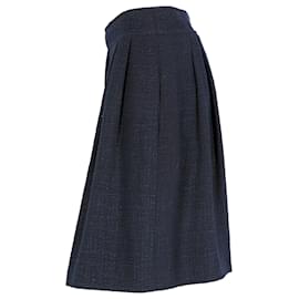 Chanel-Chanel Knee Length Skirt in Navy Blue Cotton-Blue,Navy blue