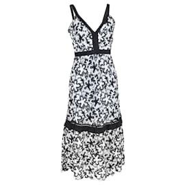 Self portrait-Self Portrait Monochrome Guipure Lace Overlay Sleeveless Midi Dress in Multicolor Polyester-Multiple colors
