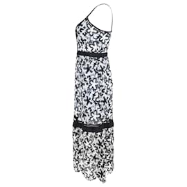 Self portrait-Self Portrait Monochrome Guipure Lace Overlay Sleeveless Midi Dress in Multicolor Polyester-Multiple colors