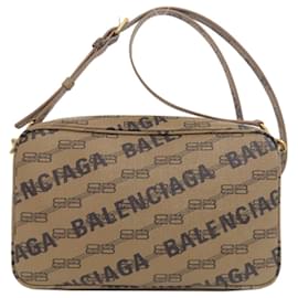 Balenciaga-Balenciaga 702723 BB Monogram Shoulder Bag-Brown