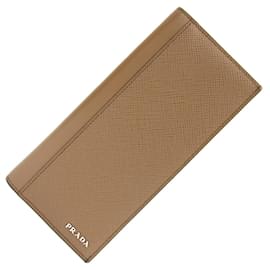 Prada-Prada Bi-fold Long Wallet in Brown Leather-Brown