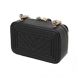 Chanel-Chanel Boy Chanel Coin Purse Mini Shoulder Bag-Black,Golden
