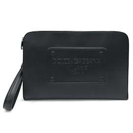 Dolce & Gabbana-Dolce & Gabbana Black Leather Clutch Bag-Black