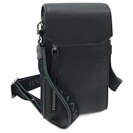 Bulgari-Bvlgari Black Leather Shoulder Bag-Black