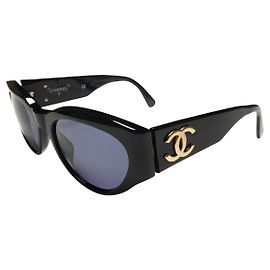 Chanel Gold CC Logo Black Sunglasses 04152 Black Golden
