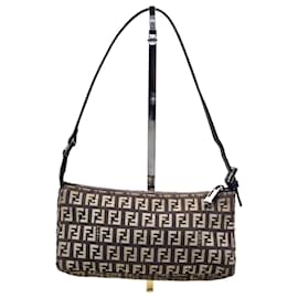 Fendi-Sac à épaule Fendi Baguette Zucca Zucchino-Marron