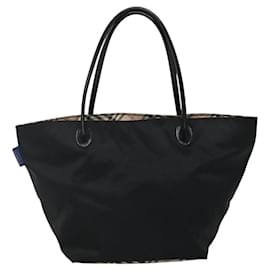 Autre Marque-Burberrys Blue Label Nova Check Tote Bag Nylon Black Auth ti2783-Black