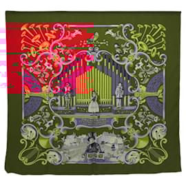 Hermès-HERMES Carre 90 Scarf �hORGAUPHONE�h Silk Red Auth ar13071-Red