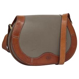 Christian Dior-Christian Dior Shoulder Bag PVC Leather Gray Gold Auth bs22030-Brown,Golden