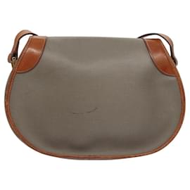 Christian Dior-Christian Dior Shoulder Bag PVC Leather Gray Gold Auth bs22030-Brown,Golden