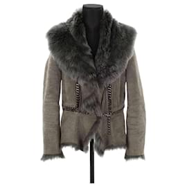 Roberto Cavalli-Suede coat-Grey
