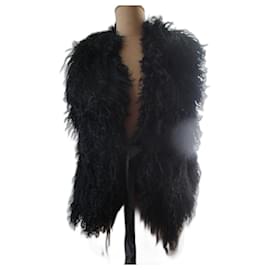 Autre Marque-Mongolian lamb jacket without sleeves, size 36/38.-Black