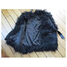 Autre Marque-Mongolian lamb jacket without sleeves, size 36/38.-Black