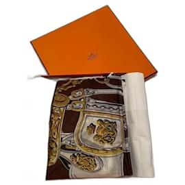 Hermès-Hermes Square Silk Scarf Brides de Gala - new with box-Brown