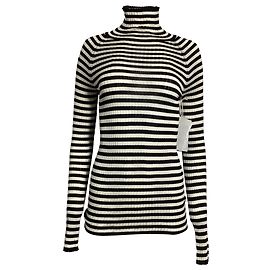 Pull à col roulé rayé Khaite en soie noire et blanche Multicolore