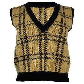Alessandra Rich Tartan Strickweste aus gelbem Mohair Andere