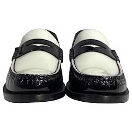 Saint Laurent- Saint Laurent Le Loafer Shoes in Black and White Patent Leather-Black