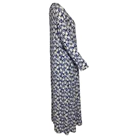 Autre Marque-Rixo Elise Floral-Print Stretch-Jersey Midi Dress in Blue Viscose-Blue