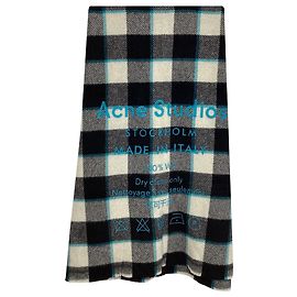 Sciarpa a quadri con stampa logo Acne Studios in lana nera e bianca Multicolore
