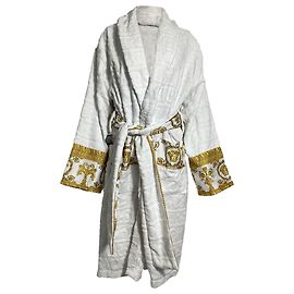 Versace I Love Baroque Bathrobe in White Cotton White Cream