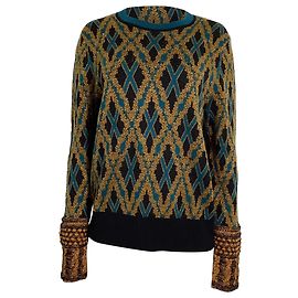 Metallisch gemusterter Pullover aus mehrfarbiger Wolle von Dries Van Noten Mehrfarben