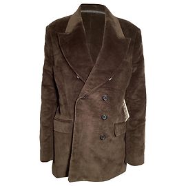Blazer croisé Khaite Tanner en velours côtelé marron Marron Rouge
