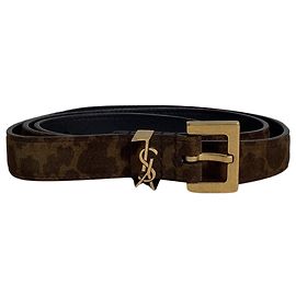 Cinto de camurça com estampa animal e logo Saint Laurent. Outro Impressão em python