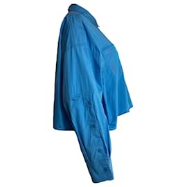 Fendi-Chemise courte Fendi avec poches en coton bleu-Bleu,Bleu clair