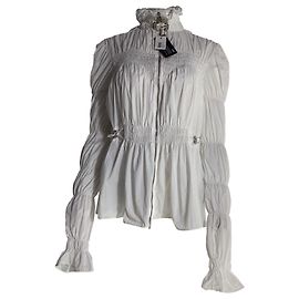 Off White Blouse zippée smockée Off-White en nylon blanc Blanc Écru