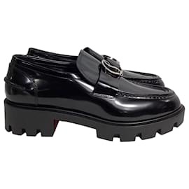 Christian Louboutin-Christian Louboutin CL Moc Lug Loafers in Black Calf Leather-Black