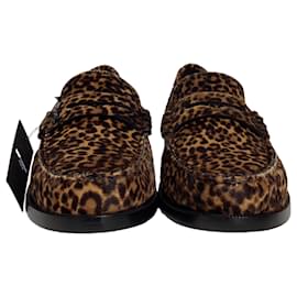 Saint Laurent- Saint Laurent Le Loafer Leopard Shoes in Brown Calf Hair-Brown