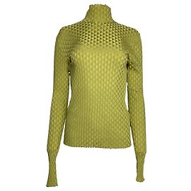 Turtleneck-Pullover aus grüner Seide Bottega Veneta Dragon Underpinned Grün