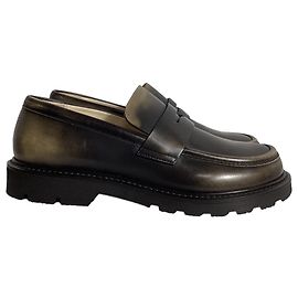Mocassins en cuir brun effet brossé Loewe Blaze Marron Rouge