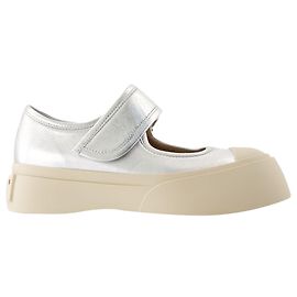 Baskets Mary Jane - Marni - Cuir - Argent Argenté Métallisé