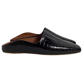 Autre Marque-Malone Souliers x Deveaux Embossed Mules in Black Leather-Black