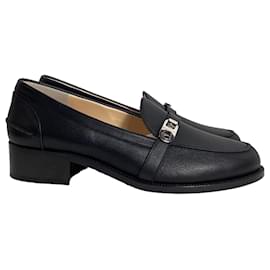 Christian Louboutin-Christian Louboutin Lock Me Loafers in Black Leather-Black