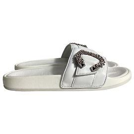 Jimmy Choo Fallon Slides in White Leather White